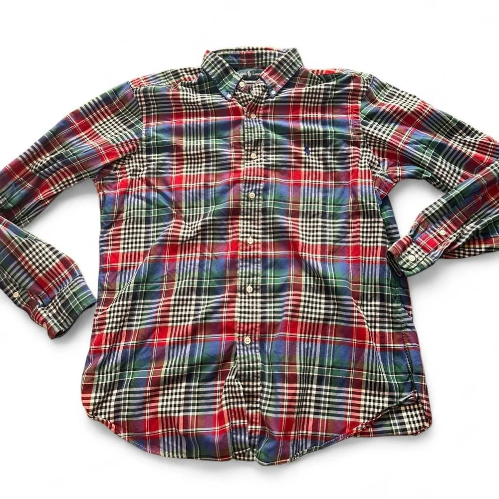 Polo Ralph Lauren Men’s Custom Fit Long Sleeve Plaid Shirt Size Large